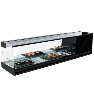 Vitrinas de Sushi Vitrina refrigerada Sushi de 2 pisos cuba plana 1216mm largo SHS-120i Vitrinas Gómez SHS-120iE