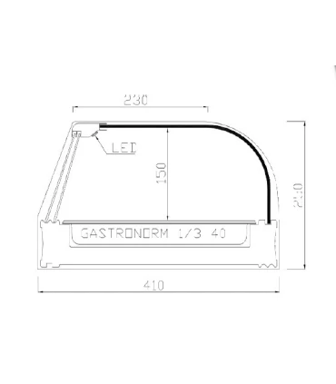 Vitrinas de Tapas Vitrina refrigerada curva con 4 bandejas GN 1/3 FR-4i Vitrinas Gómez FR-4i