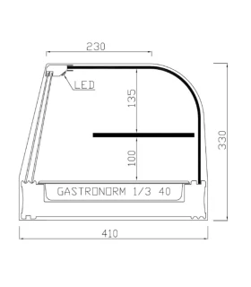 Vitrina refrigerada curva 2 pisos con 4 bandejas GN 1/3 FR-4iE