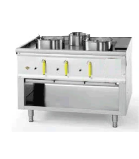 Cocina Wok de Mueble con 4 fuegos y Vierteaguas Ntgas TK C4L