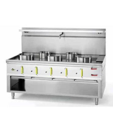 Cocinas Wok Cocina Wok de Mueble con 5 fuegos, Grifo y Vierteaguas Ntgas TK C5R NTGAS TK C5R