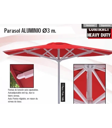 Parasoles Parasol aluminio 3 m Heavy duty Tejido Olefin 190 grs ref 876 Conva 876OL