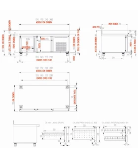 Mesa fría altura 600mm soporte de cocción de 1350mm Edenox