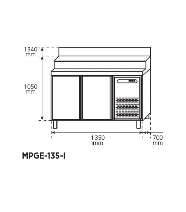 Mesas Frías Fondo 700mm Mesa refrigerada preparación pizzas y ensaladas 8 GN Edenox MPGE 135I Edenox 19074136