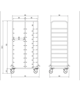 Carro inox con ruedas 20 bandejas isotérmicas Euronorm Edenox