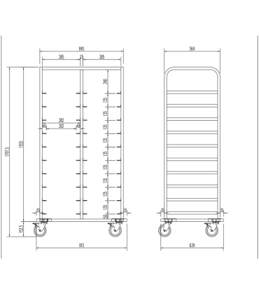 Carros para bandejas Carro inox con ruedas 20 bandejas isotérmicas Euronorm Edenox Edenox 19004990