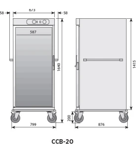 Carro Caliente Inox 1 puerta 40 GN 1/1 Edenox CCB-20