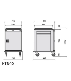 Carro Caliente Inox 1 puerta 20 GN 1/1 Edenox Thermik HTB-10