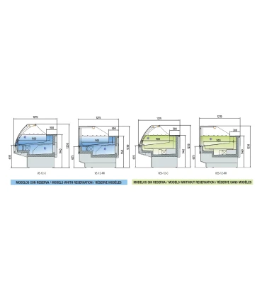 Vitrinas Mostrador Vitrina Refrigerada Charcutera Modular de 1000 mm Serie 1200 VE-12-10-TF Docriluc VE-12-10-TF