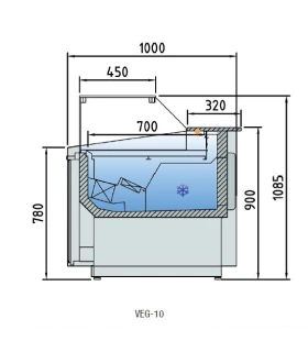 Vitrina Modular Expositora Cristal Recto 1035x1000mm VEG-10-10-TF