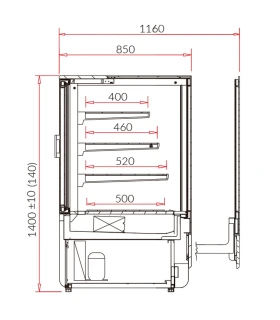 Vitrina Pastelera Innova Refrigerada 1400x1400mm INN140.140