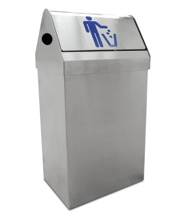 Contenedores y Papeleras Papelera de 44 litros con puerta basculante en acero inox Fricosmos