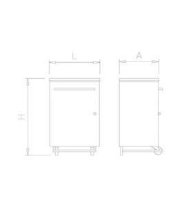 Papelera inox de 70 lt apertura frontal