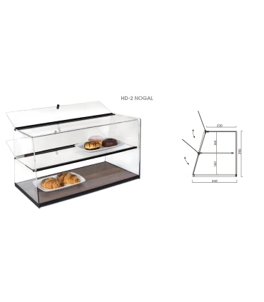 Vitrinas para pastas y bocadillos Vitrina neutra cerrada de metacrilato 2 estantes HD-2 Vitrinas Gómez