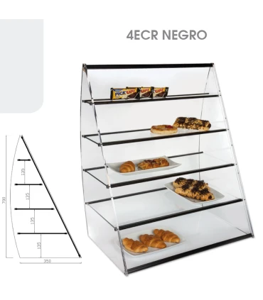 Vitrinas para pastas y bocadillos Vitrina neutra cerrada curva de metacrilato 4 estantes 4ECR Vitrinas Gómez 4ECR