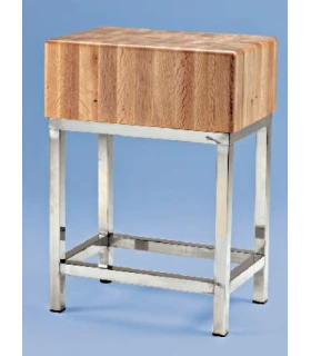 Tajo de madera con 4 patas inox sin portacuchillos altura 90 cms