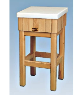 Tajo de madera con 4 patas y taco 5 cms de polietileno altura 85 cms
