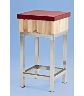 Tajo de madera con 4 patas en inox, taco 5 cms de polietileno altur...