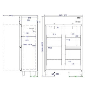 Armario refrigerado inox 1275x730mm S-1000