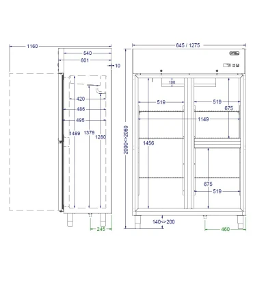 Armarios Refrigerados Snack Armario refrigerado inox 1275x730mm S-1000 Oscar Zarzosa S-1000
