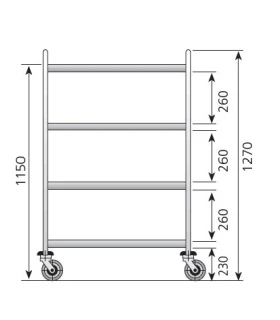 Carro inox de servicio 4 estantes de 900x500 Edenox CE-954