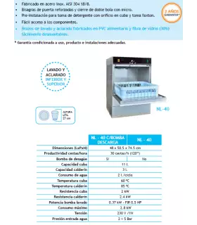 Lavavajillas 40x40 doble pared Adler NL-40