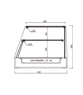 Vitrina refrigerada recta 2 pisos con 6 bandejas GN 1/3 de largo AB...