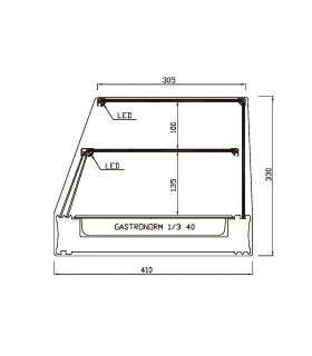 Vitrina refrigerada recta 2 pisos con 4 bandejas GN 1/3 ABF-4R