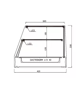 Vitrina refrigerada recta 2 pisos con 4 bandejas GN 1/3 ABF-4R