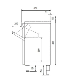 Mueble Cafetero Con Tolva y Armario 475x600x1040mm