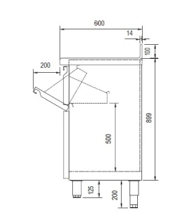 Mueble Cafetero Con Tolva, 4 cajones y Armarios 1375x600x1040mm