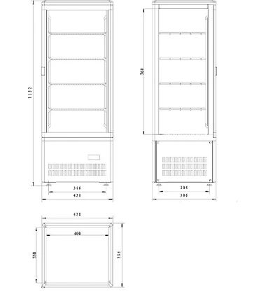 Vitrinas Verticales Vitrina 4 Caras Refrigerada de Sobremesa Edenox Vives Edenox