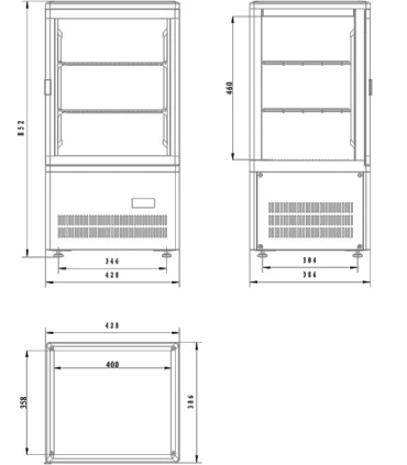 Vitrinas Verticales Vitrina 4 Caras Refrigerada de Sobremesa Edenox Vives Edenox