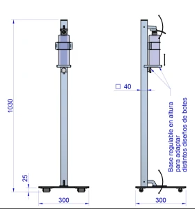 Soporte con pedal para dispensador de gel con bandeja antigoteo DGP