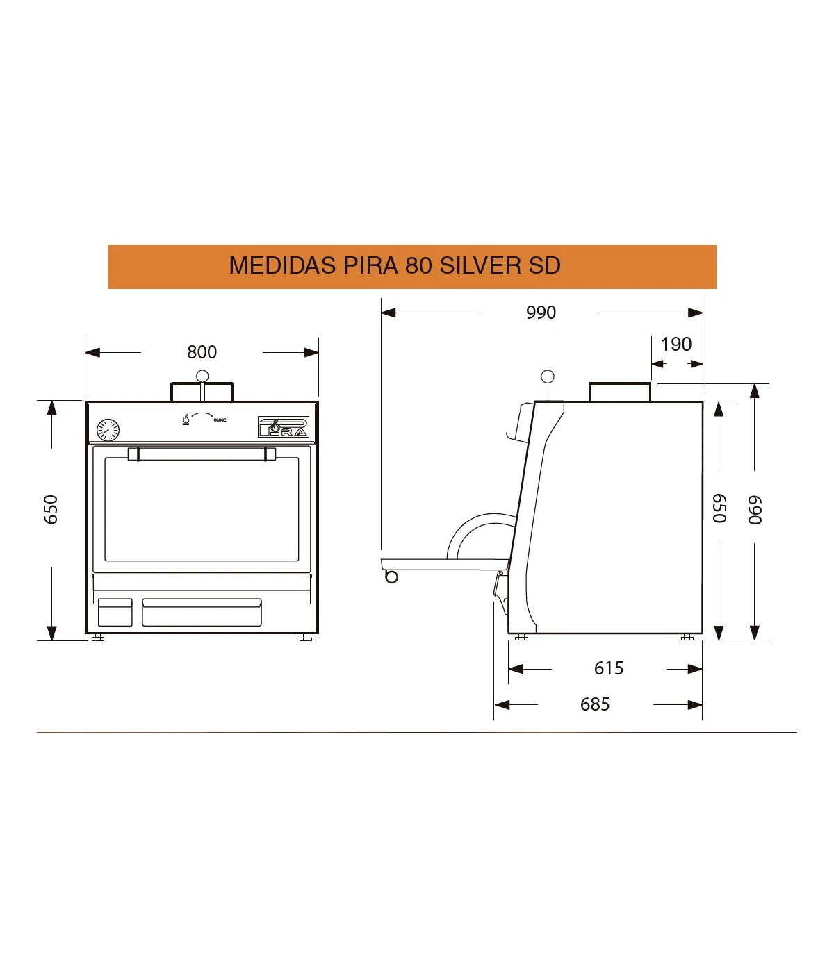 Hornos de Brasa Horno de brasa Pira 80 (115 comensales) Pira
