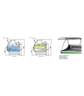 Vitrina 2525mm Modular Refrigerada Charcutera Cristal Curvo Elevable VE-10E-25-C