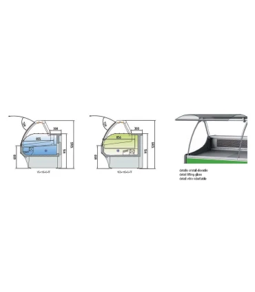 Vitrinas Charcutería Vitrina 3025mm Modular Refrigerada Charcutera Cristal Recto Elevable VE-10E-30-RC Docriluc VE-10E-30-RC