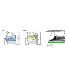 Vitrina 1300mm Modular Refrigerada Charcutera Cristal Curvo Elevable VE-10E-13-RC