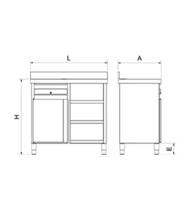 Mueble inox Cafetero 1000x600mm
