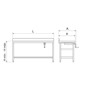 Mesa acero inoxidable regulable en altura 1500x630mm