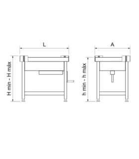 Mesa regulable en altura para cortadora de fiambres