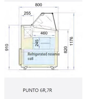 Vitrina de Helados Cristal Recto para 6+6 cubetas de 5l Punto 6R