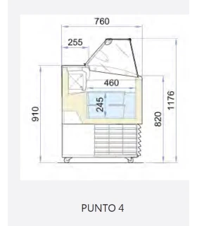 Vitrina de Helados Cristal Curvo para 4+4 cubetas de 5l Punto 4R