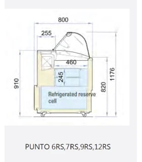 Vitrina de Helados Cristal Curvo para 6+6 cubetas de 5l Punto 6S