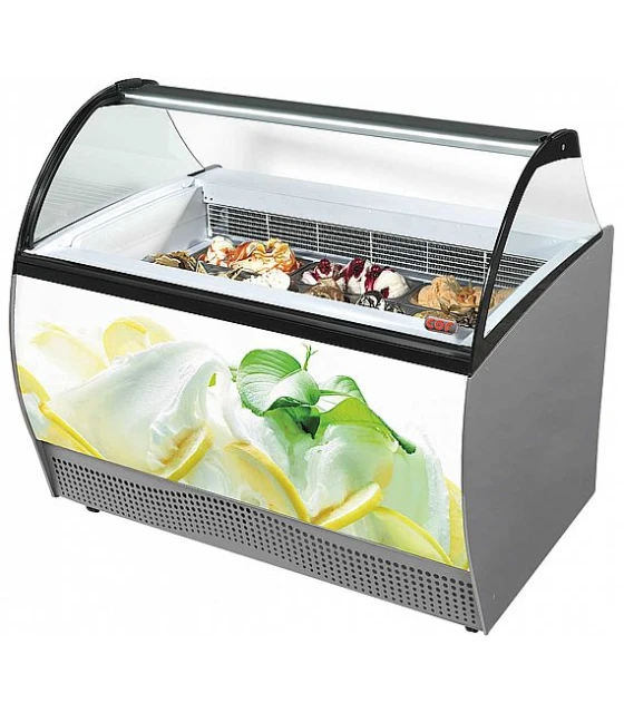 Vitrina de Helados Cristal Curvo para 10+10 cubetas de 5l Brava 10