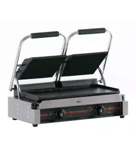 Grill doble eléctrico económico liso con tapa GR-340x2