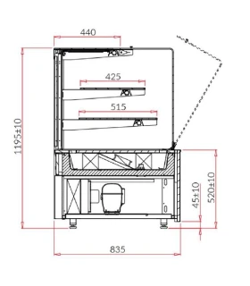 Vitrina Refrigerada Recta de Mostrador 1310x835mm Igloo Cube 1.3W