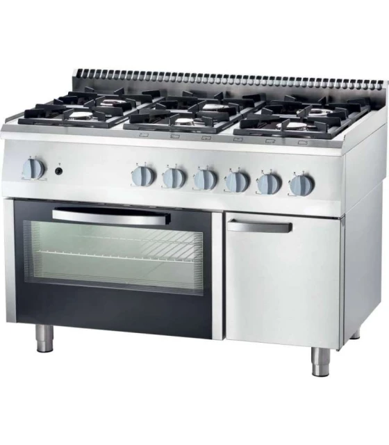 Cocina a gas 6 fuegos con horno GN 2/1 1200x700x850h mm Stalgast