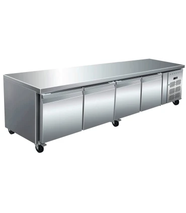 Mesas Frías Fondo 700mm Mesa refrigerada GN1/1 baja soporte cocinas 4 puertas 2230x700x650h GN-4100-P Importación GN-4100-P