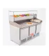 Mesa Fría Inox Granito para pizzas de 2 puertas con vitrina de ingredientes PZ-2600-TN